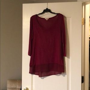 GB Red 3/4 Sleeve Blouse